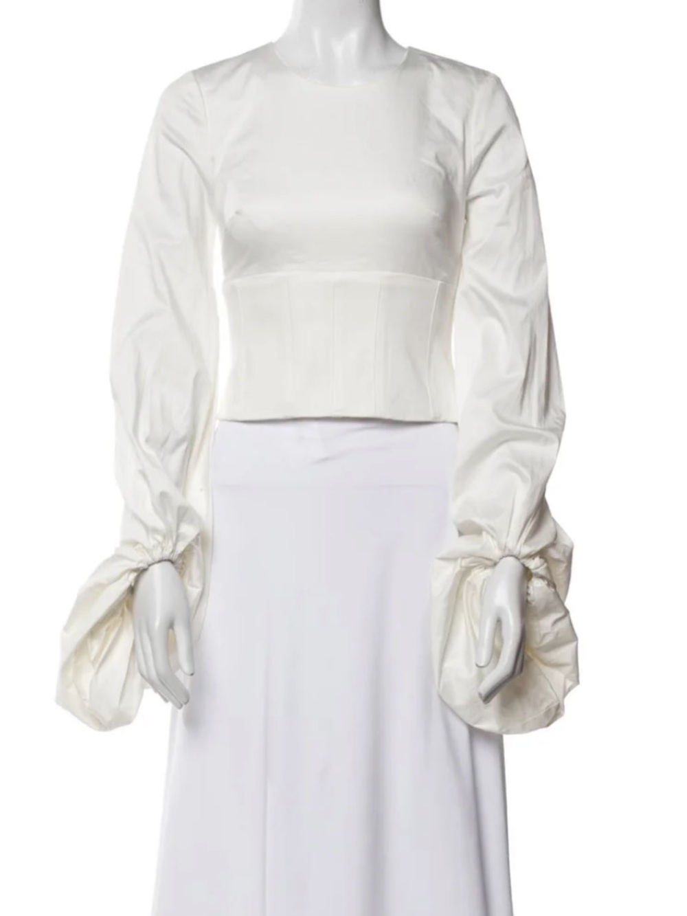 AMUR Ivory Long-Sleeve Peplum Top with Statement Cuffs